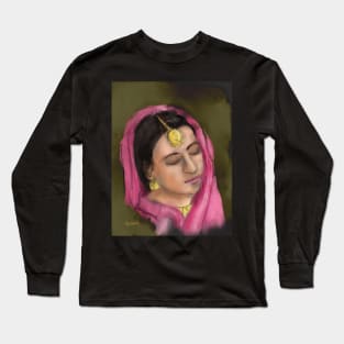 Punjabi Girl in Pink Long Sleeve T-Shirt